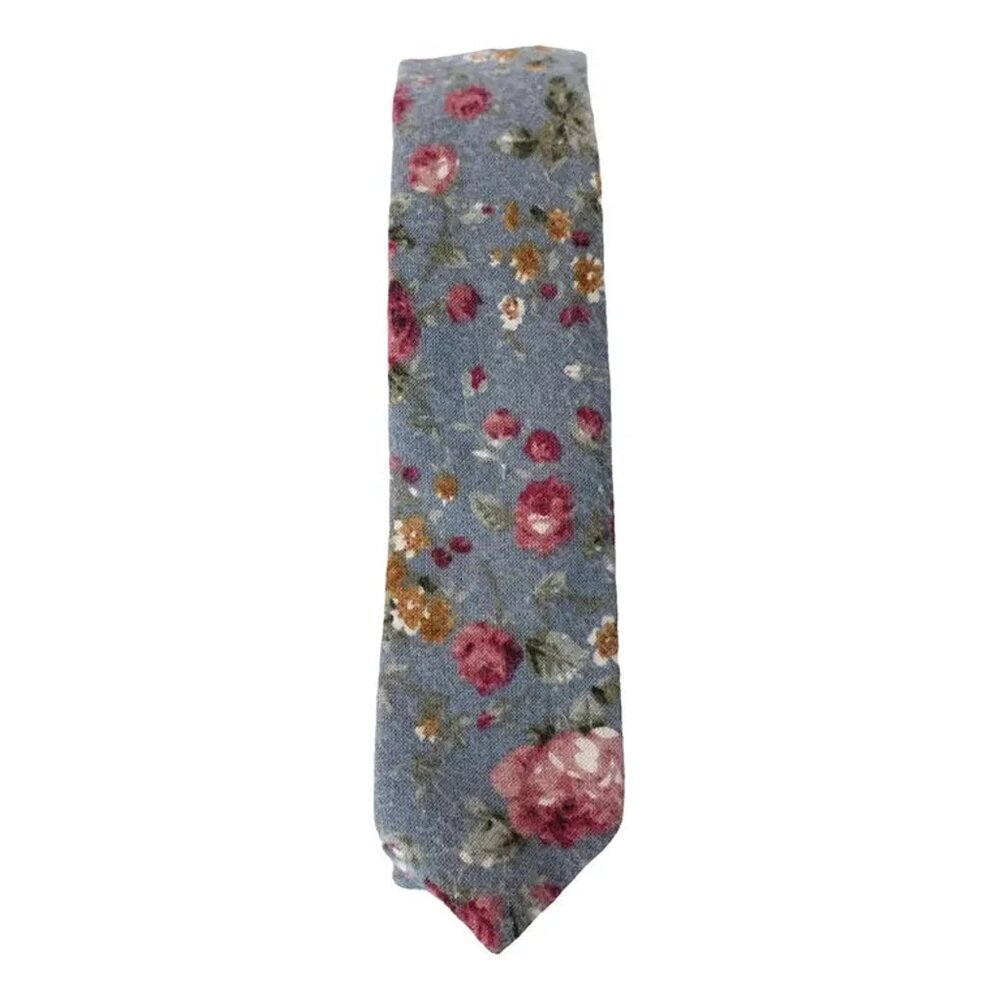 ORIGINAL PENGUIN Blue Roses Floral Cotton Woven Slim Tie